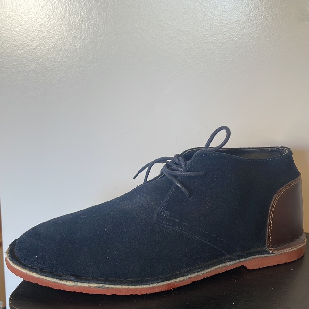 New Joseph Abboud suede bucks oxfords for fall - navy with brown heel